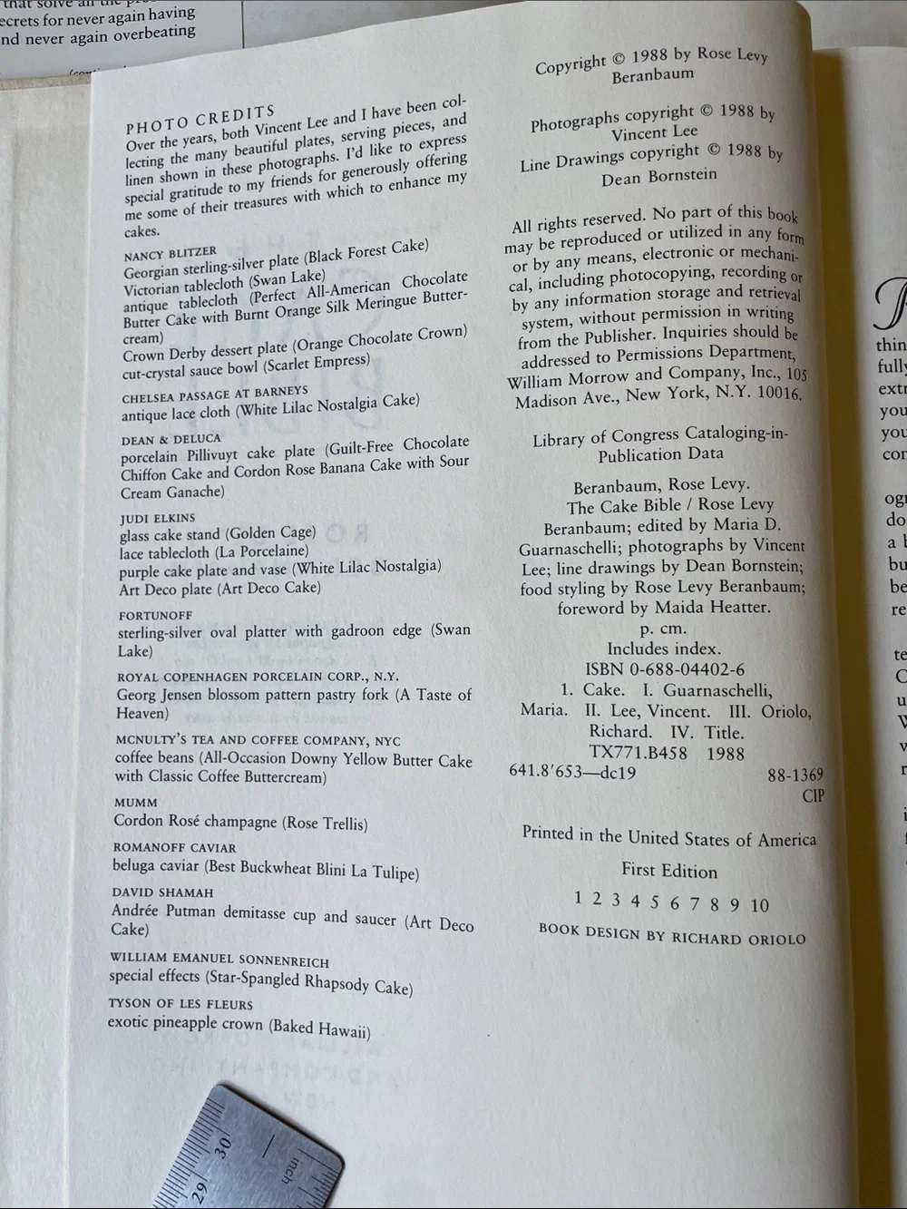 1988 THE CAKE BIBLE by Rose Levy Beranbaum First Edition and First Printing